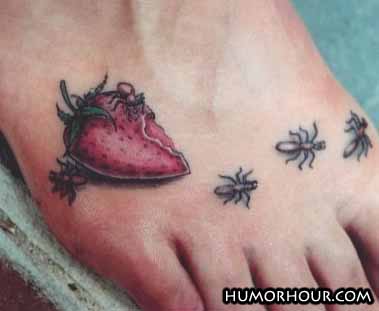 Strawberry and ant tatoo