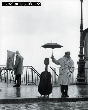 Musician in the rain